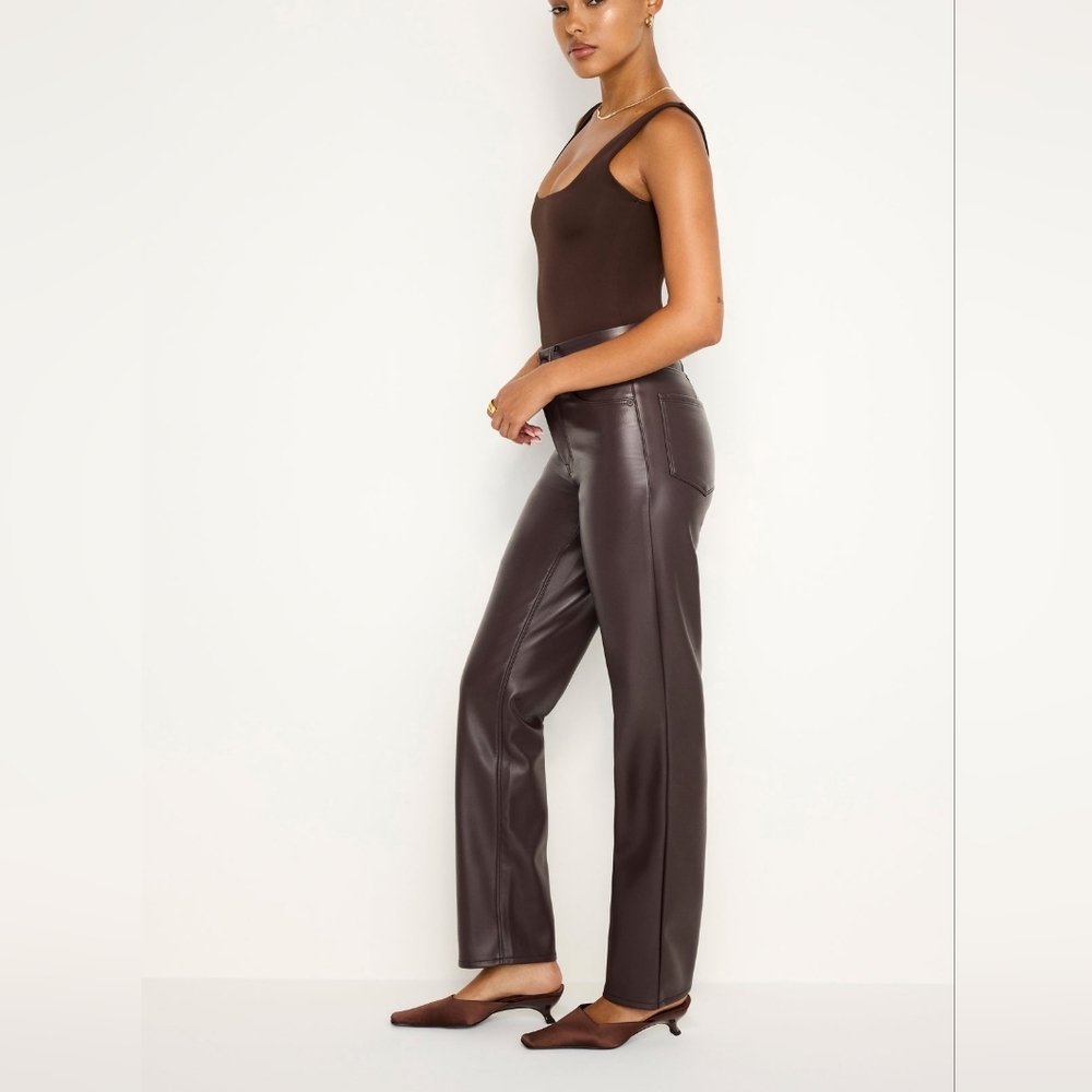 $198 Good American Good Icon Better Than Leather Pants - Picture 9 of 16